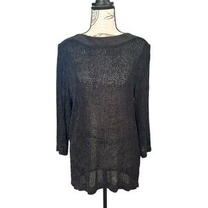 Peter Popovitch Petite vintage women’s black 3/4 sleeve top size small